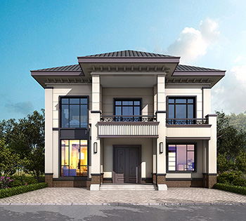 二層簡(jiǎn)歐風(fēng)格農(nóng)村小別墅設(shè)計(jì)圖紙，帶露臺(tái)、柴火房