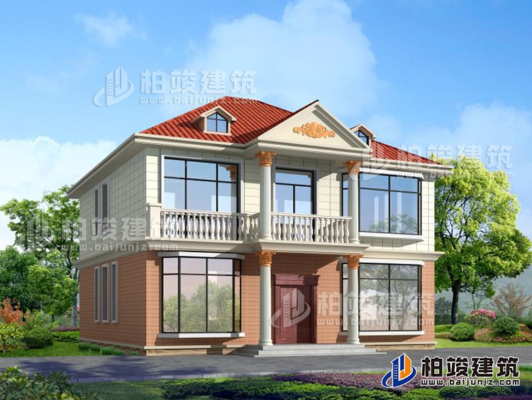 經(jīng)典戶型二層農(nóng)村小別墅設(shè)計(jì)圖，帶閣格 造價(jià)30萬內(nèi)BZ282-簡(jiǎn)歐風(fēng)格