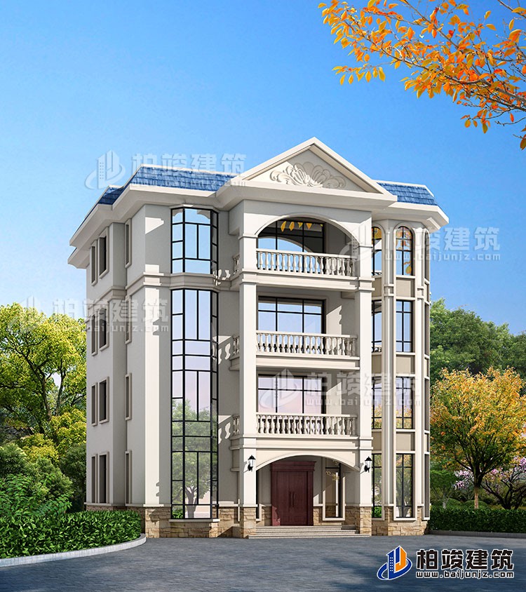 四層豪華歐式別墅自建樓房設(shè)計圖紙，帶效果圖和全套施工圖BZ407-簡歐風(fēng)格