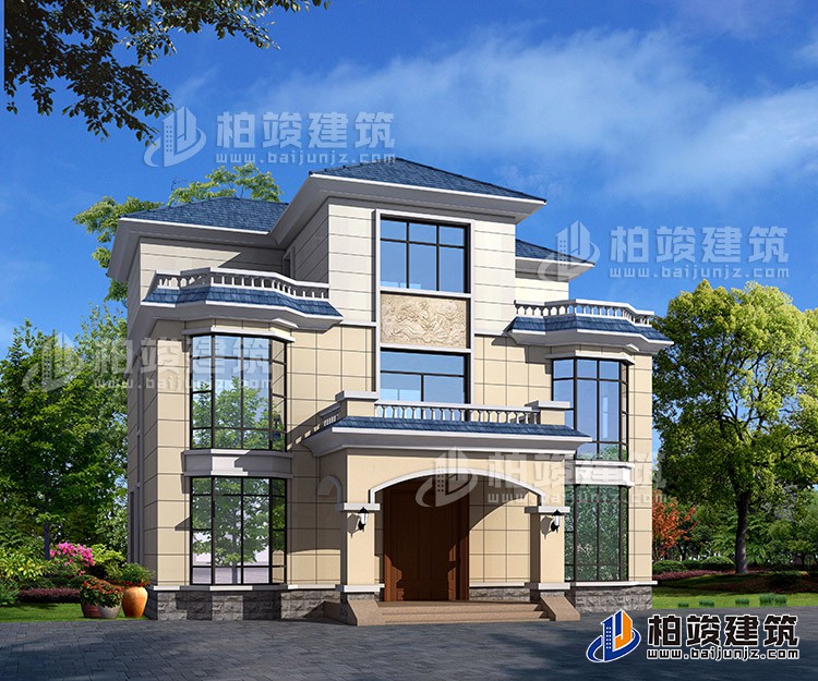 三層小雙拼農(nóng)村自建房屋建筑施工圖別墅設(shè)計(jì)圖紙,小別墅設(shè)計(jì)圖BZ389-簡歐風(fēng)格