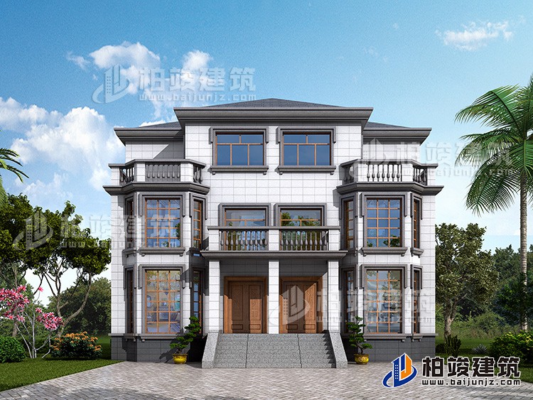 三層雙拼別墅設(shè)計(jì)圖紙及效果圖 造價(jià)40萬(wàn)BZ315-簡(jiǎn)歐風(fēng)格