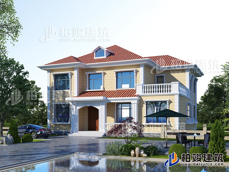 農(nóng)村二層小洋樓設(shè)計圖，帶外觀效果圖，外觀新穎，漂亮BJ2506-簡歐風(fēng)格