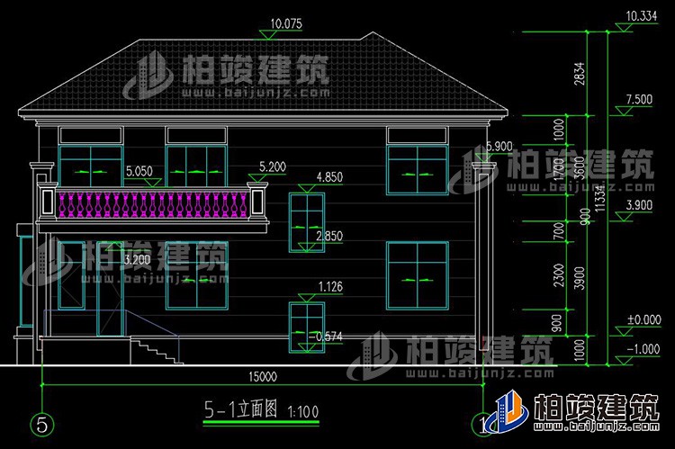 農(nóng)村25萬別墅款式二層自建房設(shè)計(jì)圖，外觀簡約大氣BZ2513-簡歐風(fēng)格