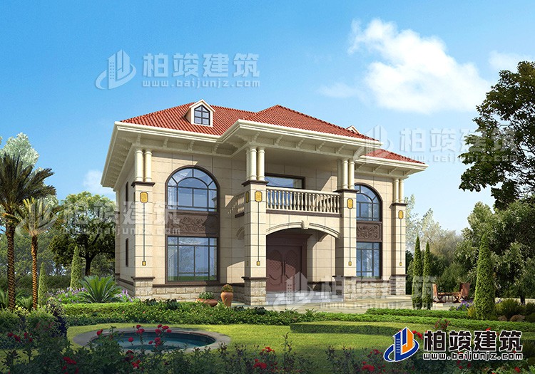 二層歐式復(fù)式小別墅設(shè)計(jì)方案，全套建筑設(shè)計(jì)圖紙BZ2518-簡(jiǎn)歐風(fēng)格