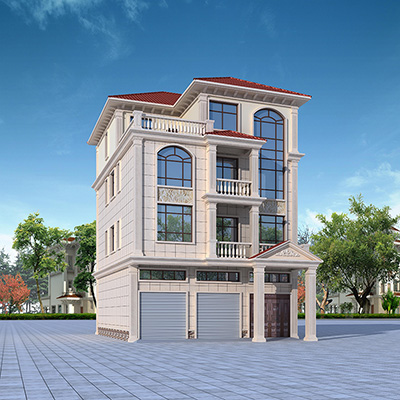 農(nóng)村四層帶商鋪的房屋設(shè)計圖紙，門面房帶車庫