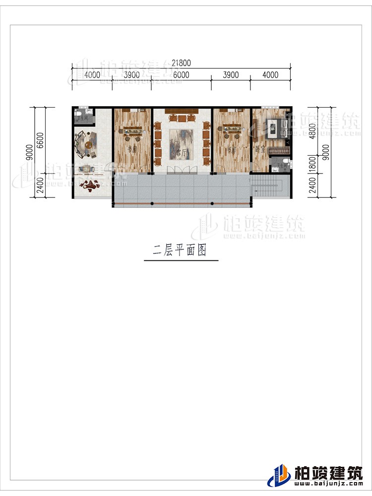 二層：2客廳、2書房、公衛(wèi)、內(nèi)衛(wèi)、臥室、陽臺