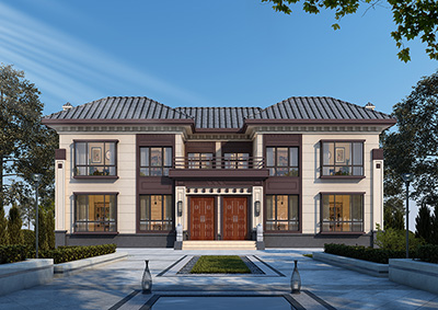 雙拼中式別墅圖紙?jiān)O(shè)計圖二層